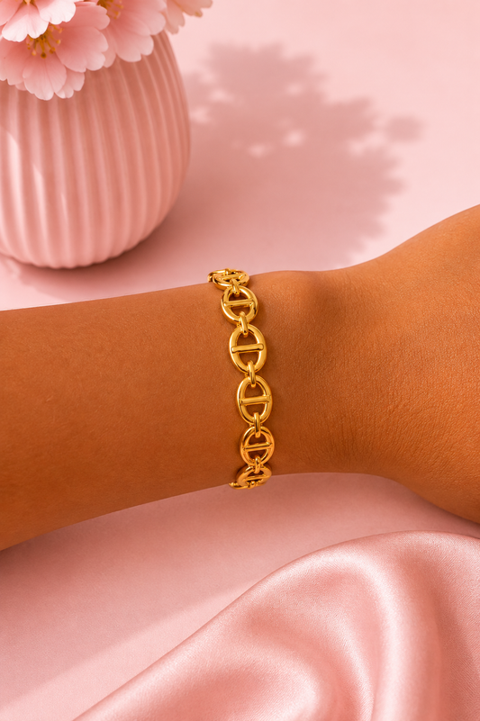 Bracelet jonc maille marine NAILA - Acier inoxydable